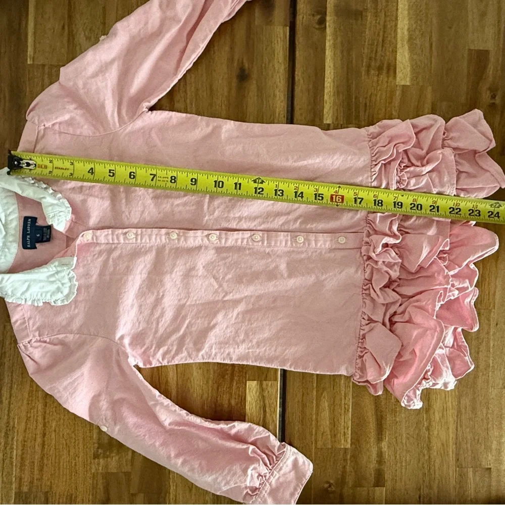 Polo Ralph Lauren Girl SZ 6 Tiered Ruffle Bottom Shirt dress Preppy Classic Pony
